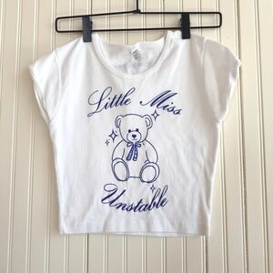 Maisie Peters Little Miss Unstable White Baby Tee Los Angeles Apparel Medium
